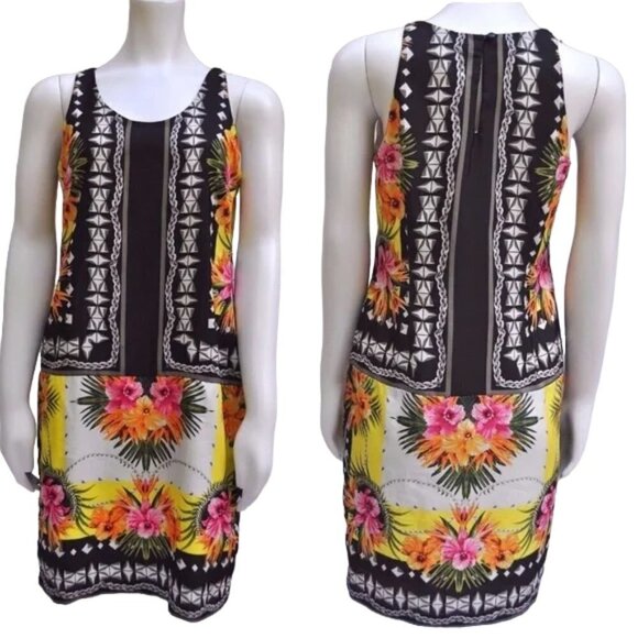 Gabby Skye shift Dress Sz 4 chain/jewel/Floral Print Sleeveless Office Travel - Picture 1 of 4